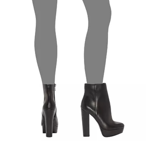 Aldo Black Genuine Leather High Block Heel Disco Ankle Boots NWOT - Picture 5 of 13